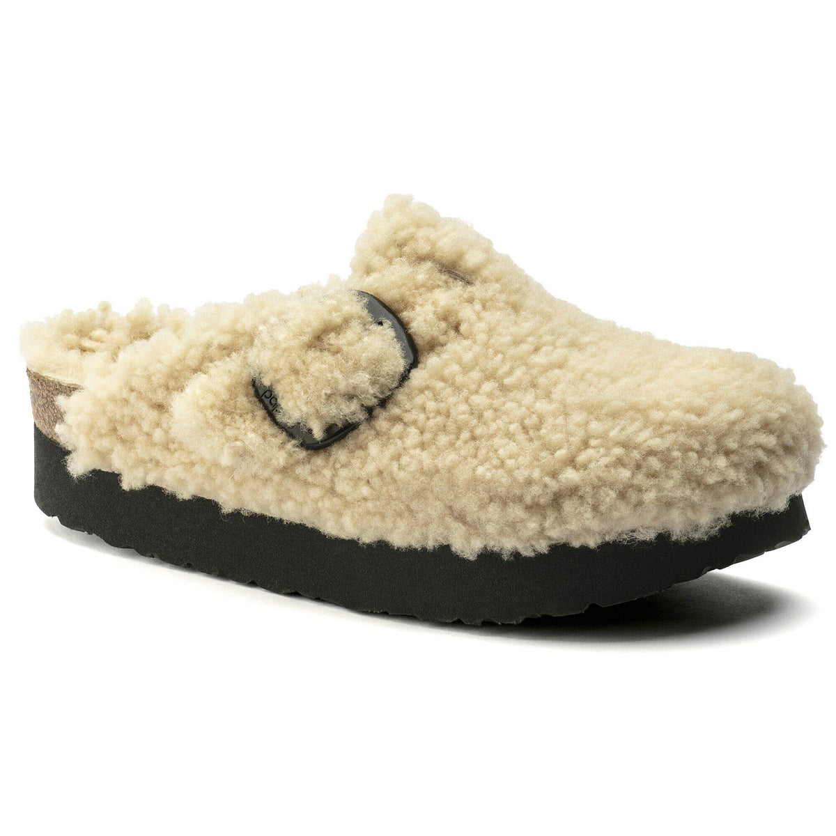 Boston Big Buckle Platform Fur - Teddy Eggshell