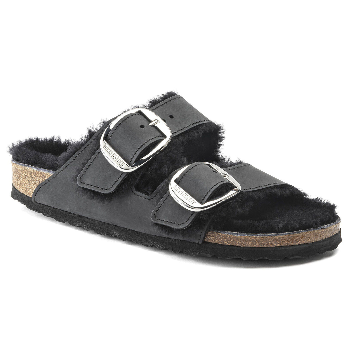 Arizona Big Buckle Shearling Natural Leather Oiled - Black