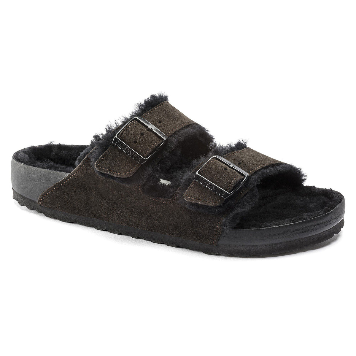 Arizona Shearling Suede Leather/Fur - Mocha/Black
