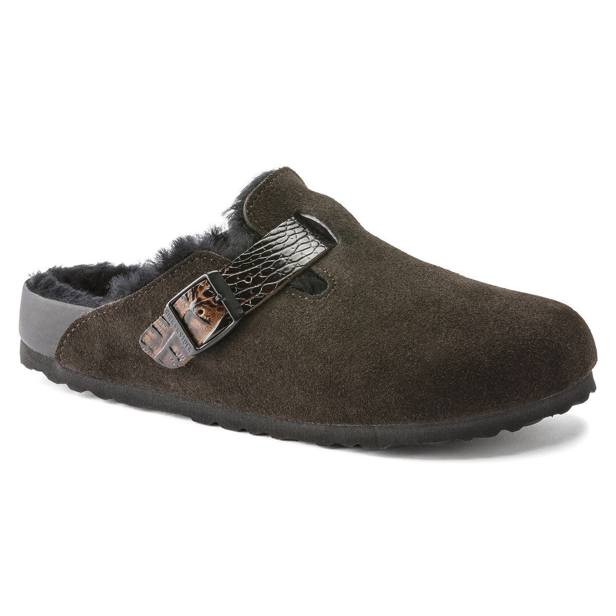 Boston Shearling Suede Leather - Mocha/Black