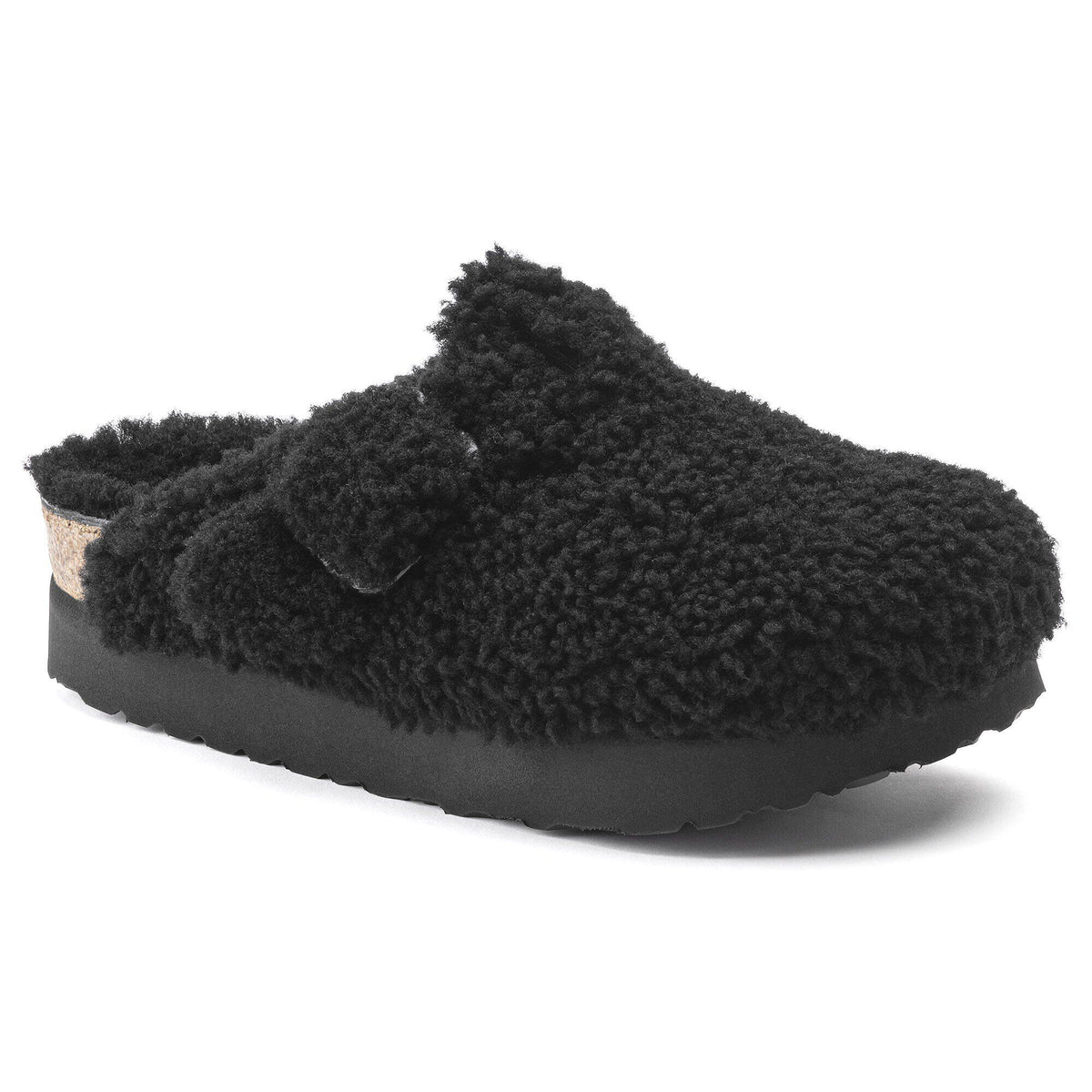 Boston Big Buckle Platform Fur - Teddy Black