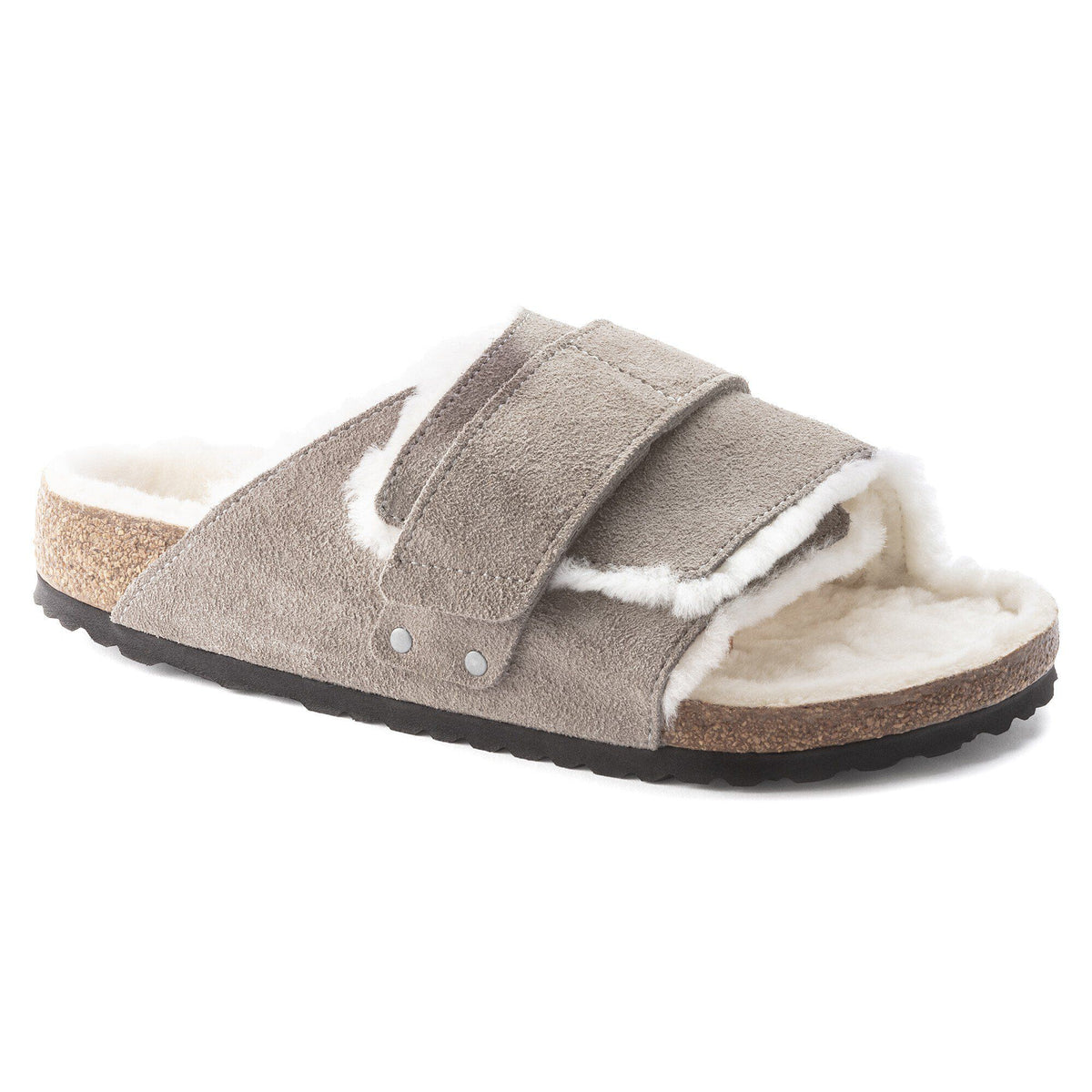 Kyoto Shearling Suede Leather/Fur - Stone Coin