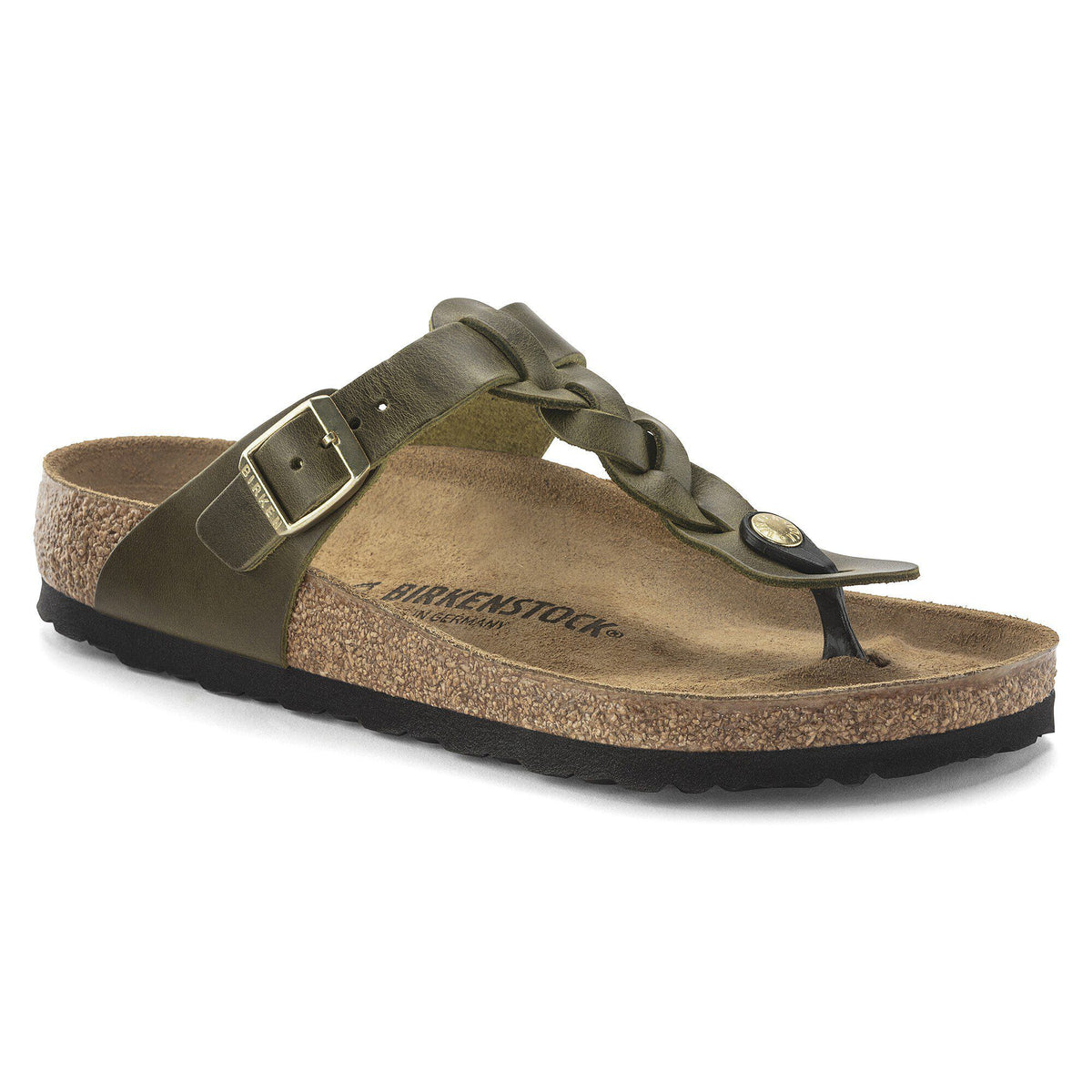 Gizeh Braided Natural Leather Oiled - Olive Green
