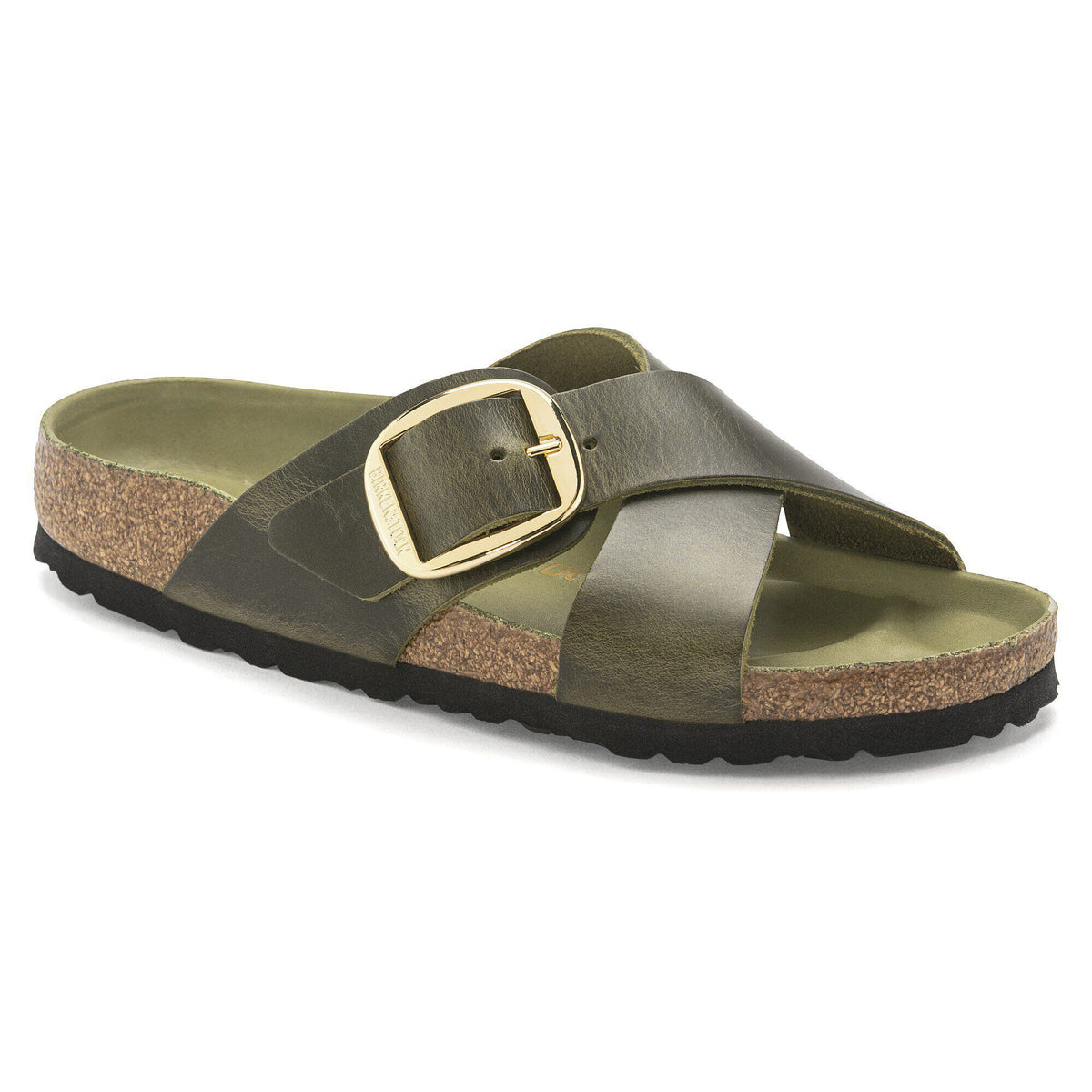 Siena Big Buckle Natural Leather Oiled - Olive Green