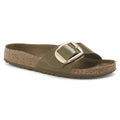Madrid Big Buckle Natural Leather Patent - High Shine Mud Green