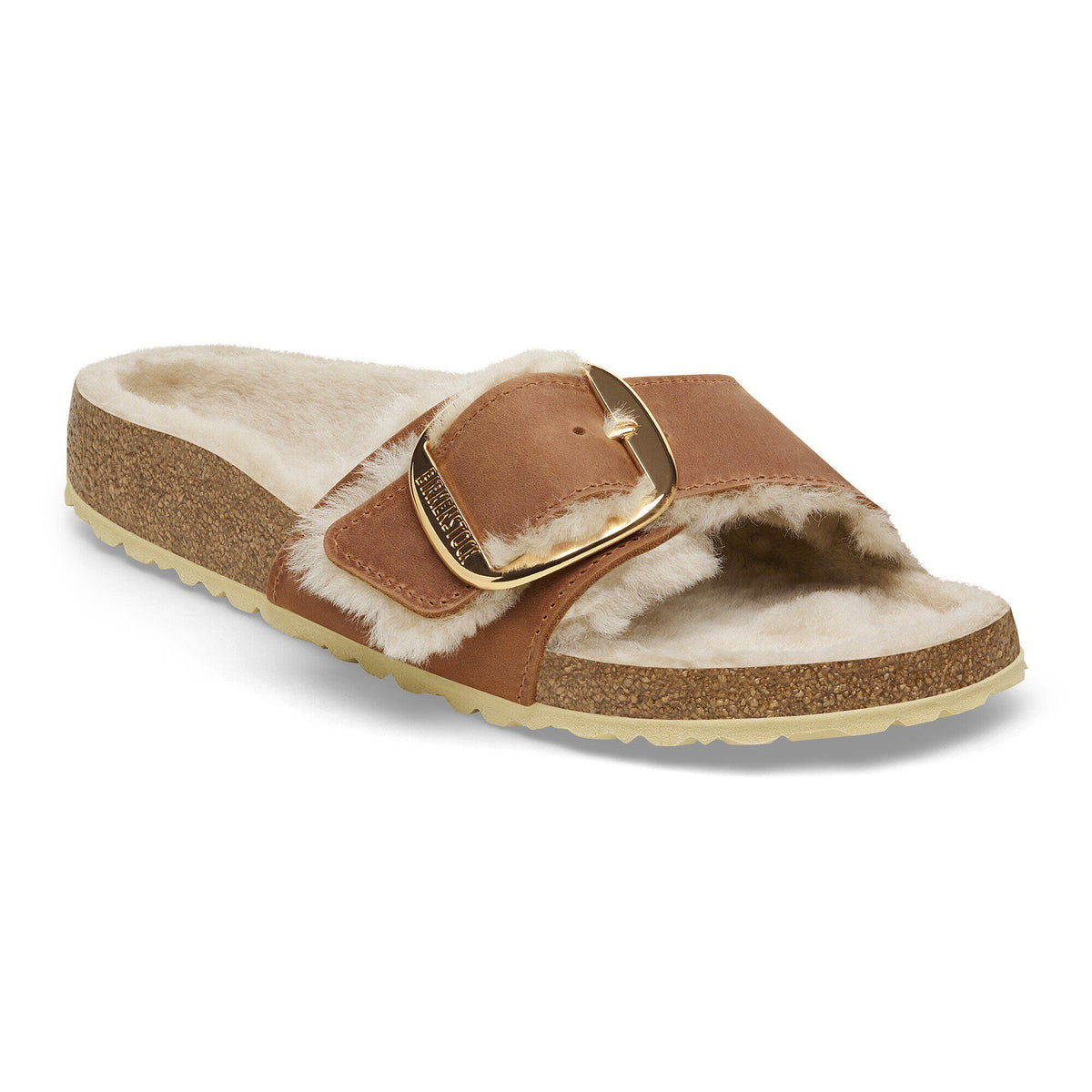 Madrid Big Buckle Shearling Oiled Leather - Cognac