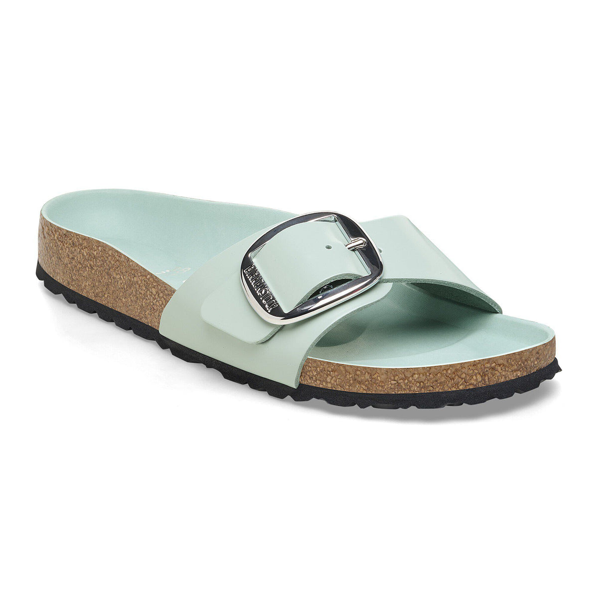 Madrid Big Buckle Natural Leather Patent - High-Shine Surf Green