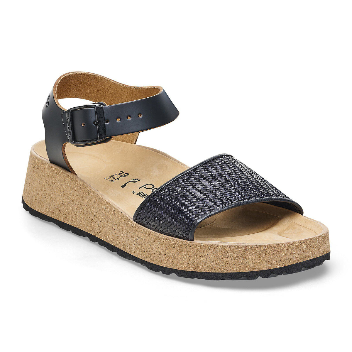 Glenda Natural Leather-Synthetics - Black