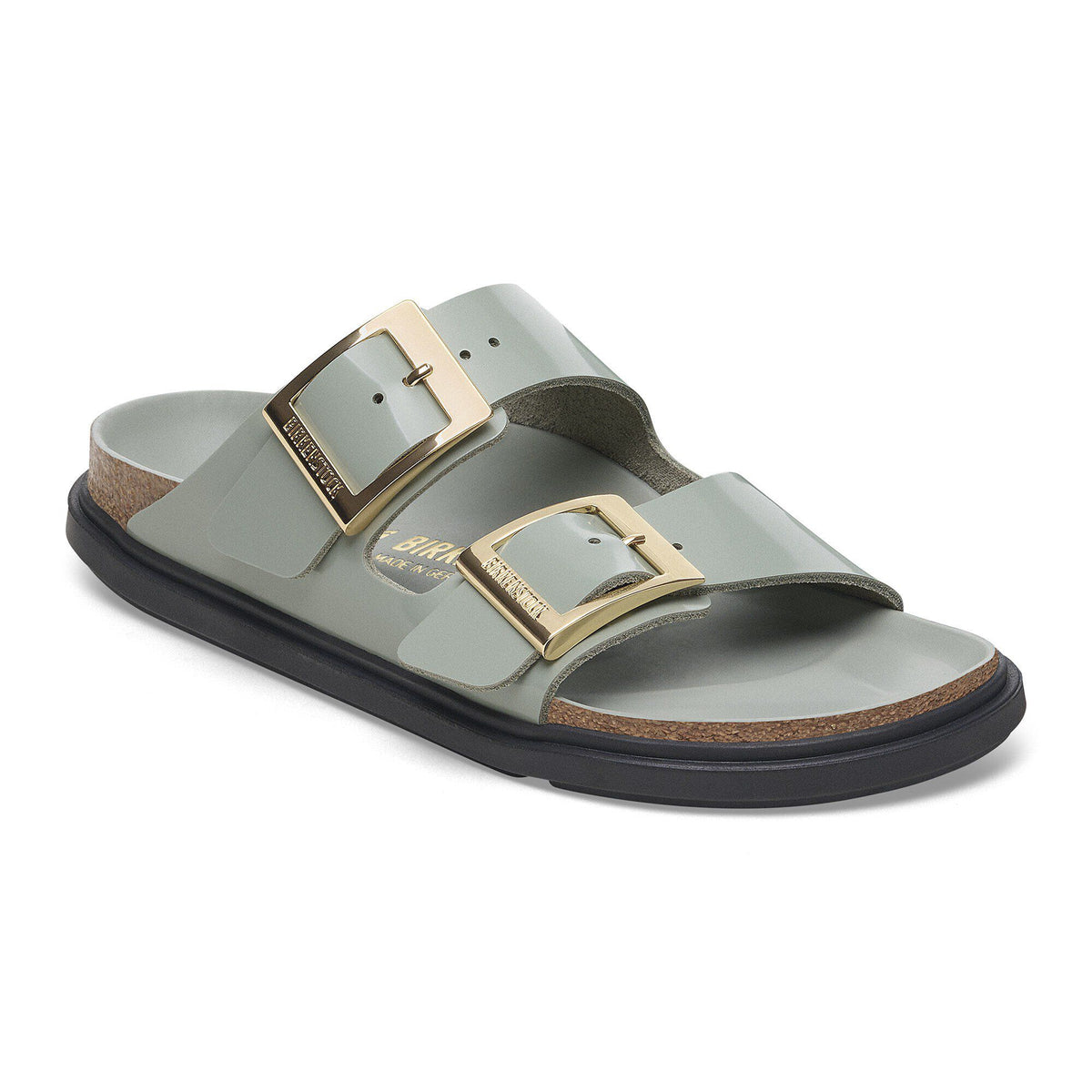 Arizona Droplet Buckle Natural Leather Patent - High Shine Pure Sage
