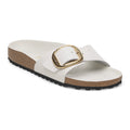 Madrid Hammered Big Buckle Natural Leather Patent - High-Shine Antique White