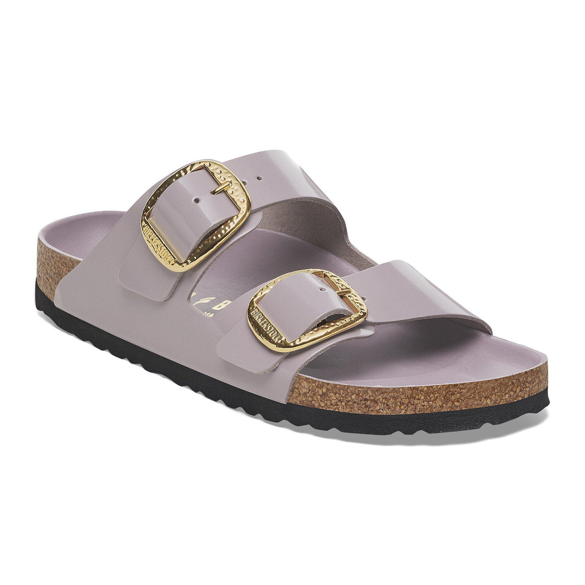 Arizona Hammered Big Buckle Natural Leather Patent - High-Shine Faded Purple