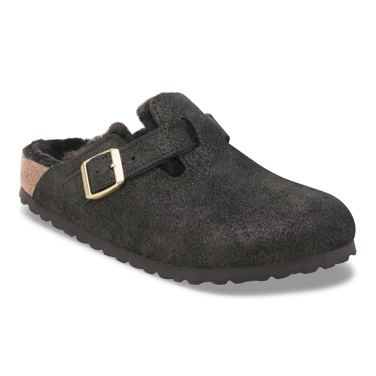 Boston Shearling Suede Leather/Fur - Black Suede Shimemring