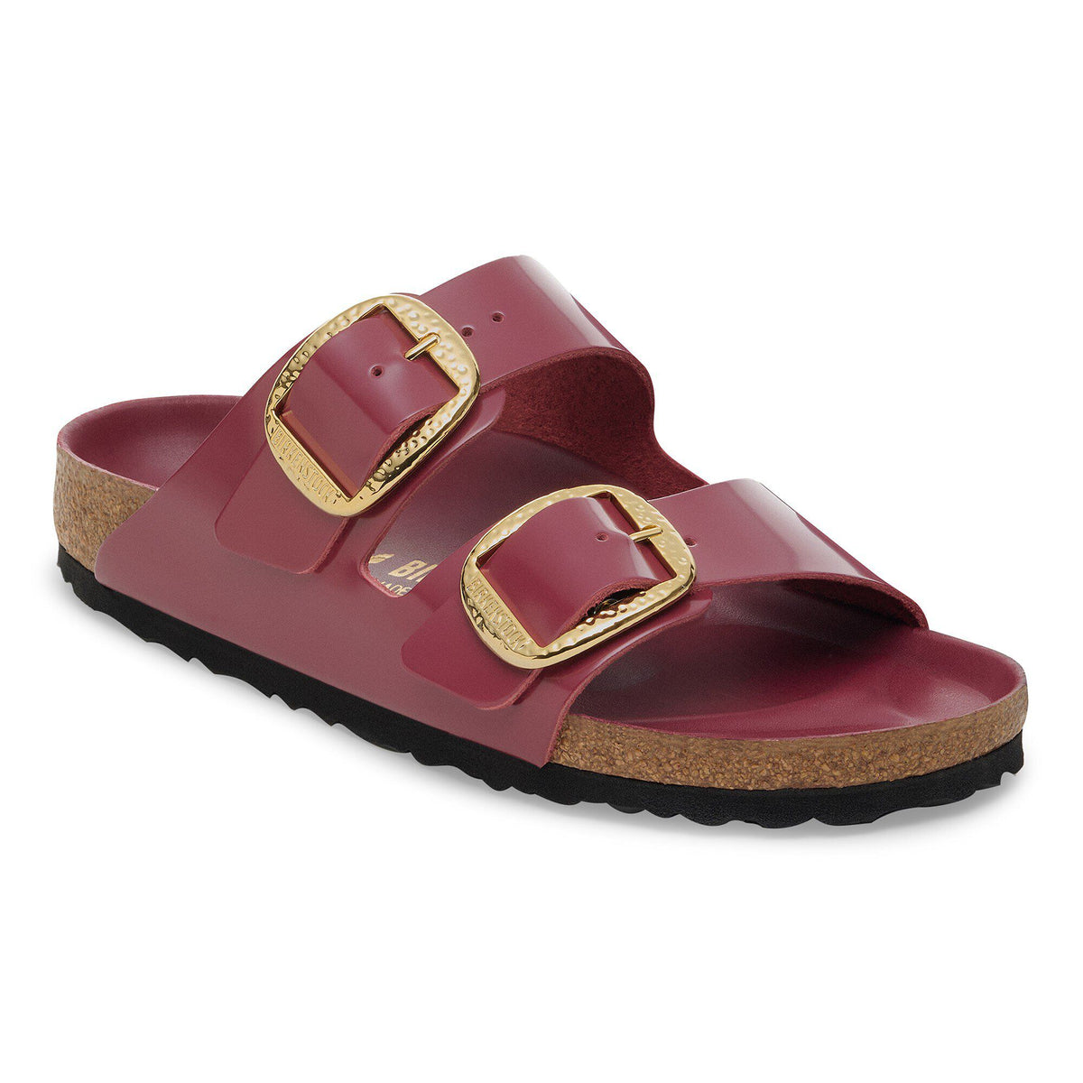 Arizona Hammered Big Buckle Natural Leather Patent - Zinfandel High Shine