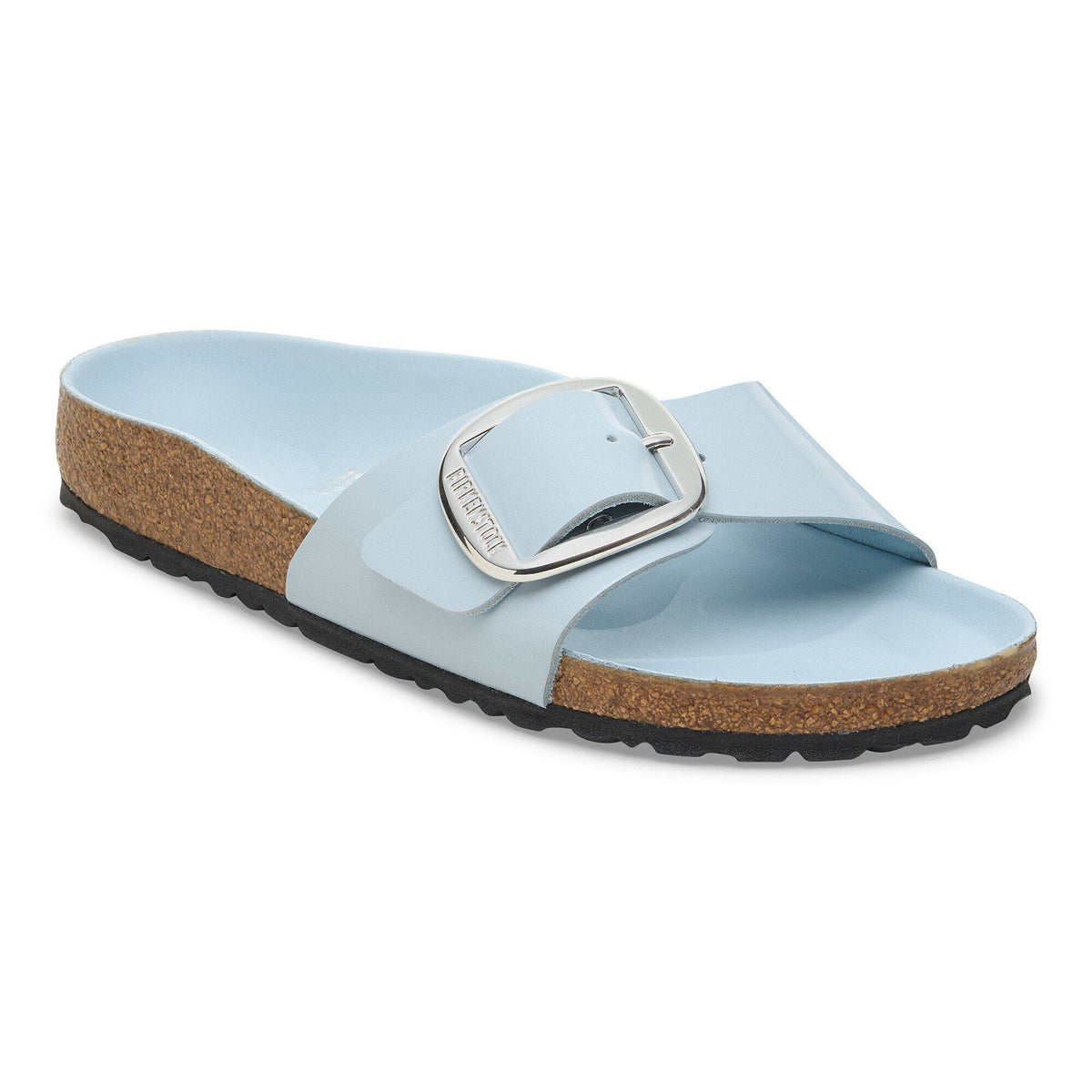 Madrid Big Buckle Natural Leather Patent - High Shine Baby Blue