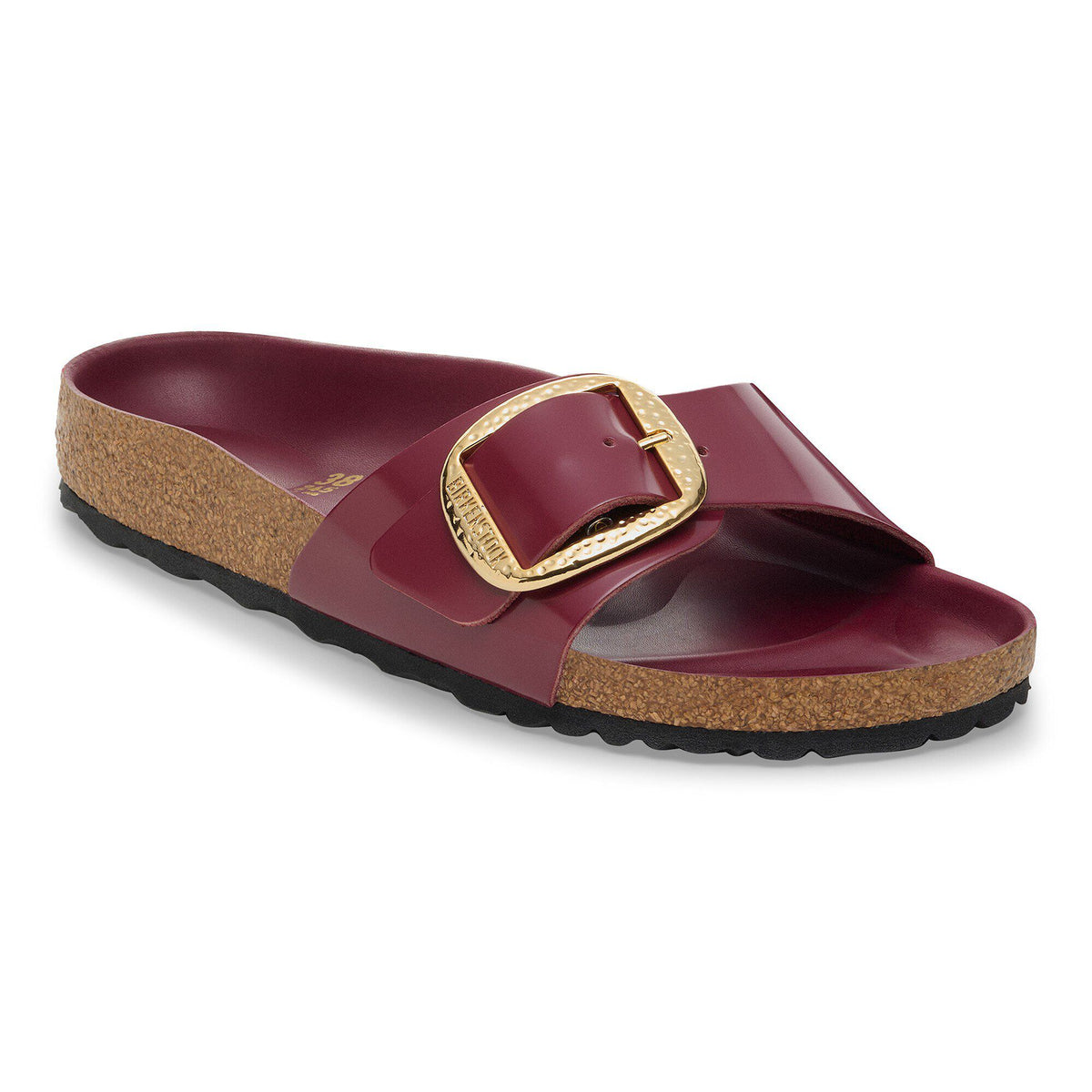 Madrid Hammered Big Buckle Natural Leather Patent - Zinfandel High Shine