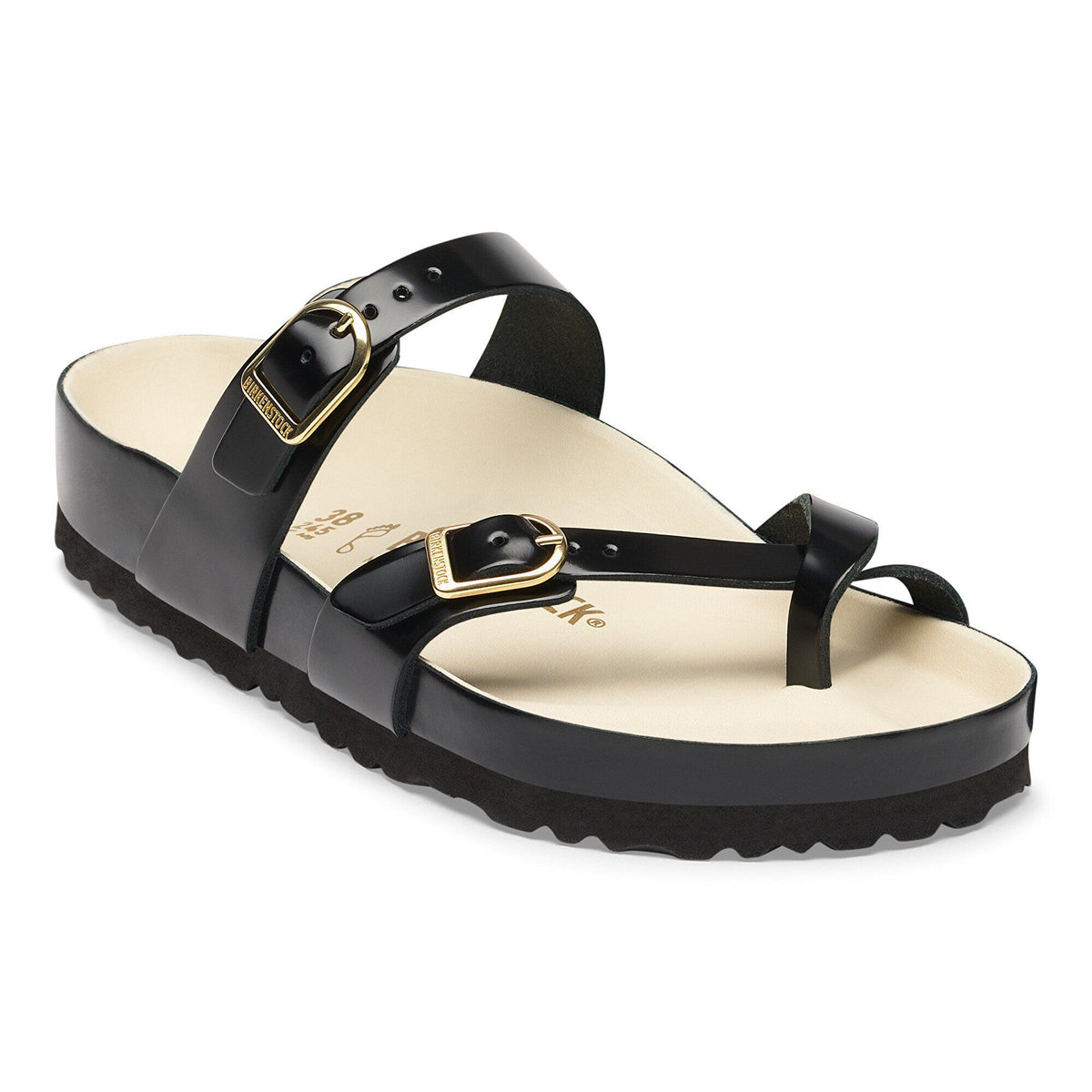 Mayari Natural Leather Patent - High-Shine Black/Ecru