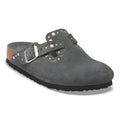 Boston Rivet Suede Leather - Charcoal Tonal