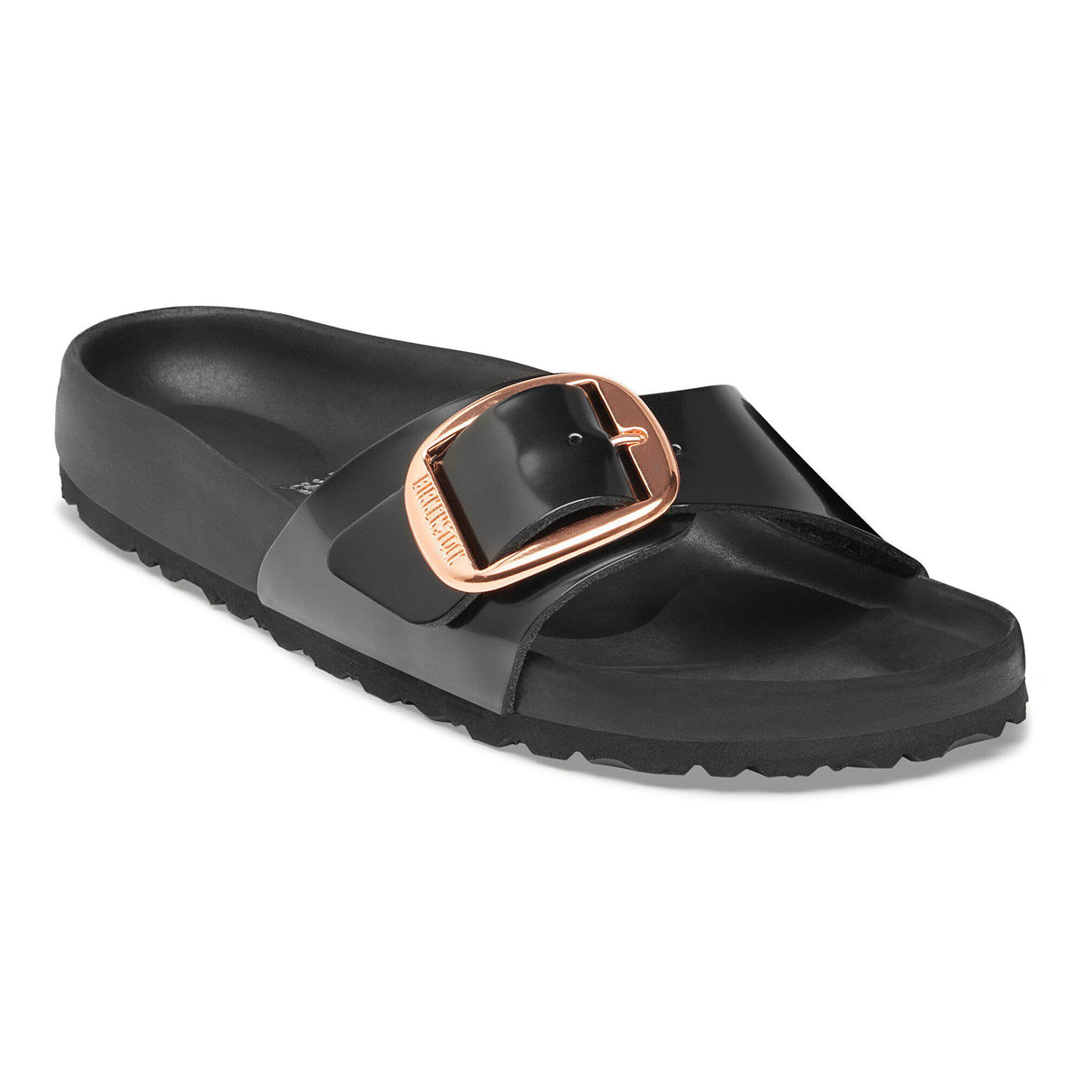 Madrid Big Buckle Natural Leather Patent - Black