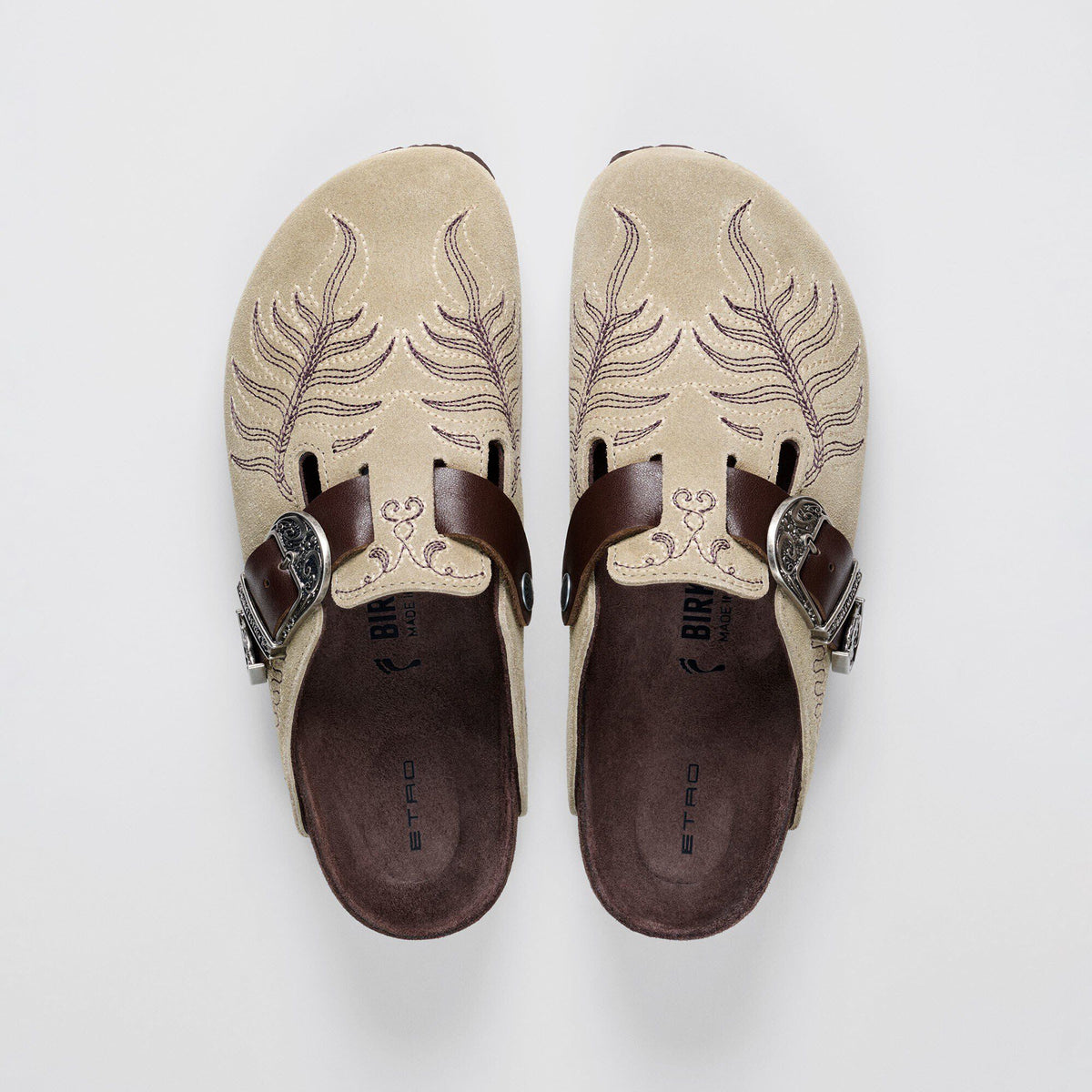ETRO Boston Embroidery Suede Leather - Taupe